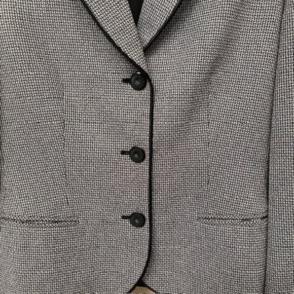 Jones New York Suit Blazer Jacket Size 10 Houndstooth Black White Three Button - Picture 8 of 15